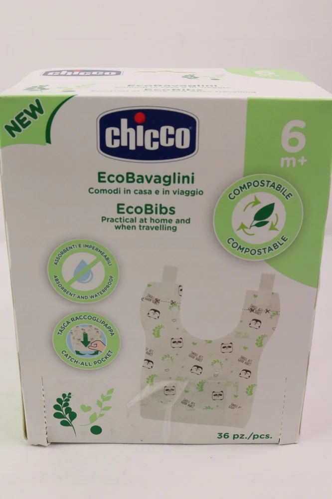 Chicco medžiaginis seilinukas, baltas, 36 vnt. +6 mln