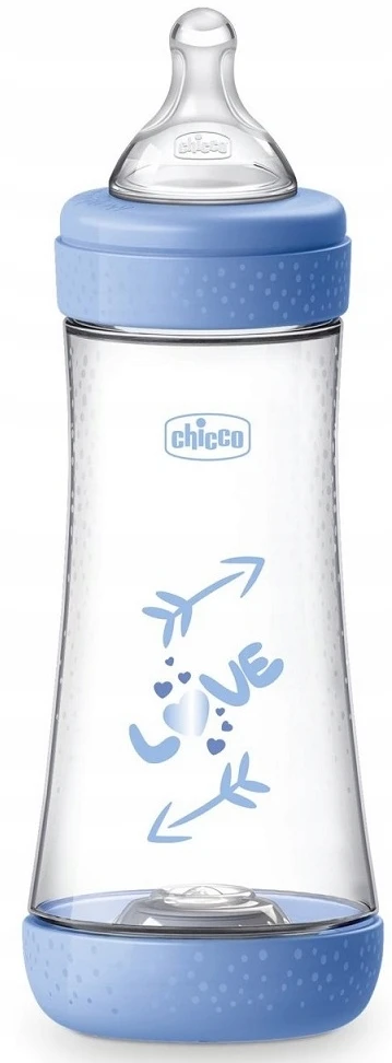 Chicco Perfect Silicone Feeding Bottle buteliukas kūdikiams 300ml Mėlyna 4m+