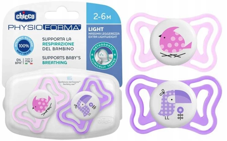 "Chicco" čiulptukas Physio Light Girl 2-6m 2 vnt