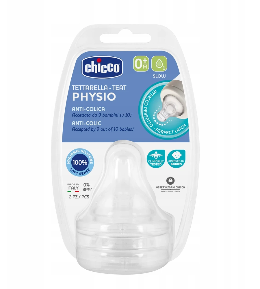 "Chicco Physio žindukas 0M+ Silikoninis F/Slow 2vnt