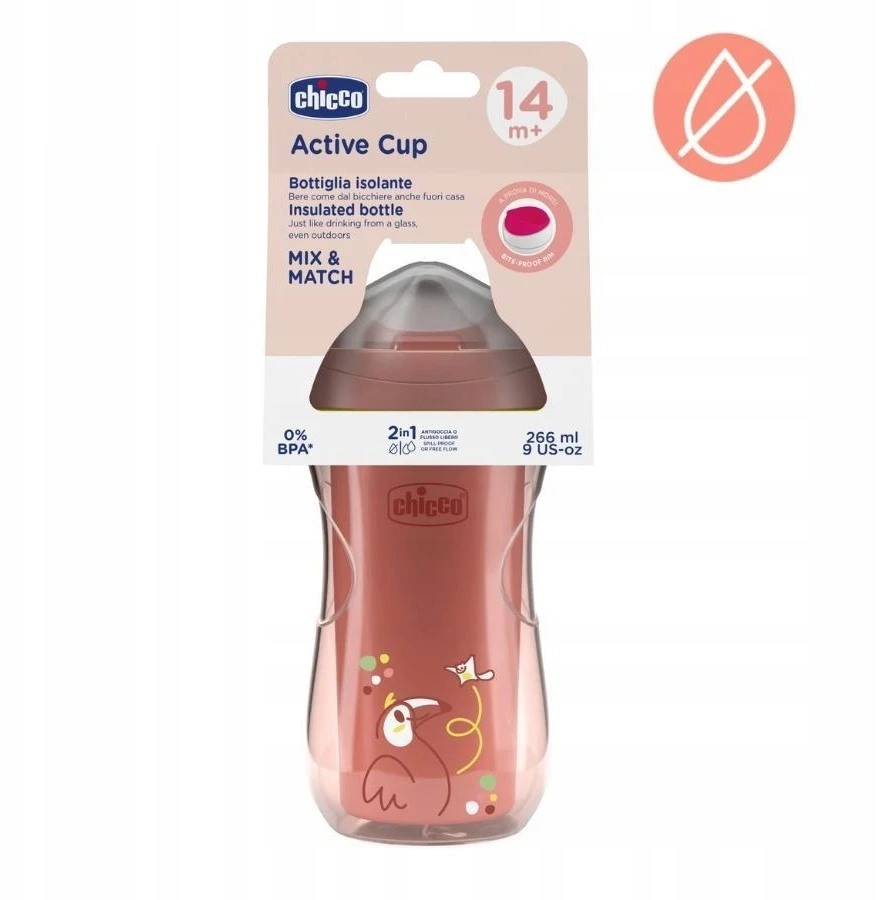 Chicco Puodelis termo neišsiliejantis 266ml persikų 14m+