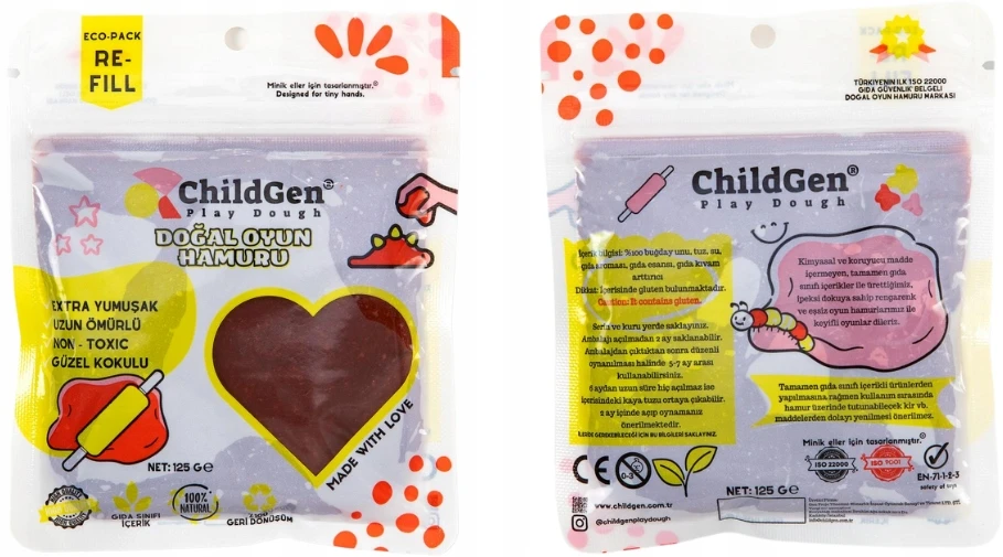 ChildGen, Natūrali žaidimų tešla maišelyje 125g - RUDA - netoksiška