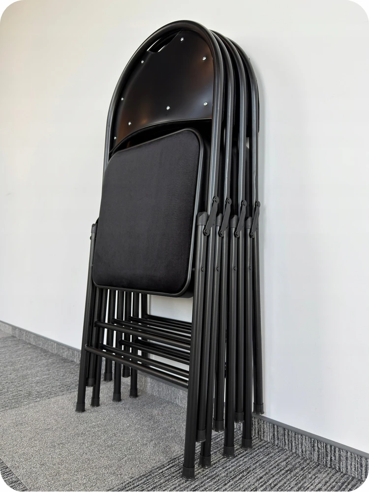 Chill Art Aukštai sulankstoma juoda biuro konferencijų kėdė, tvirta, apmušta