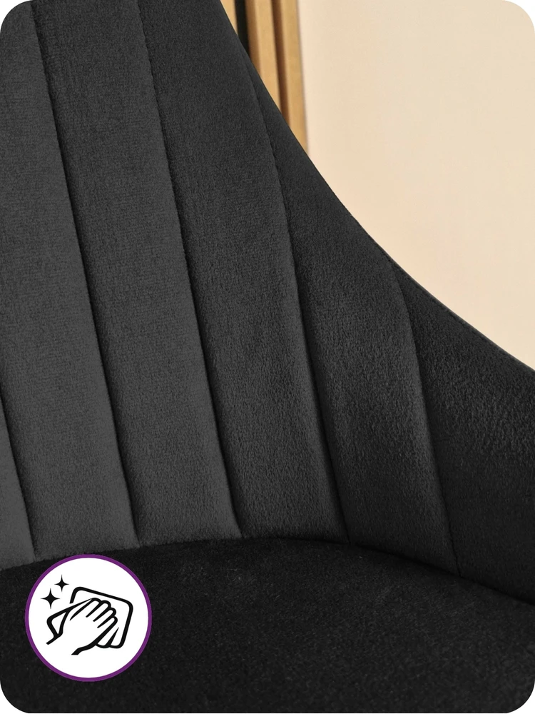 CHILL-ART Juoda minkšta kėdė valgomajam, svetainei, virtuvei, patogi, solidi, patvari