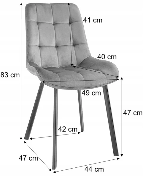 CHILL-ART Minkšta juodo aksomo kėdė valgomajam, moderni, patogi, solidi