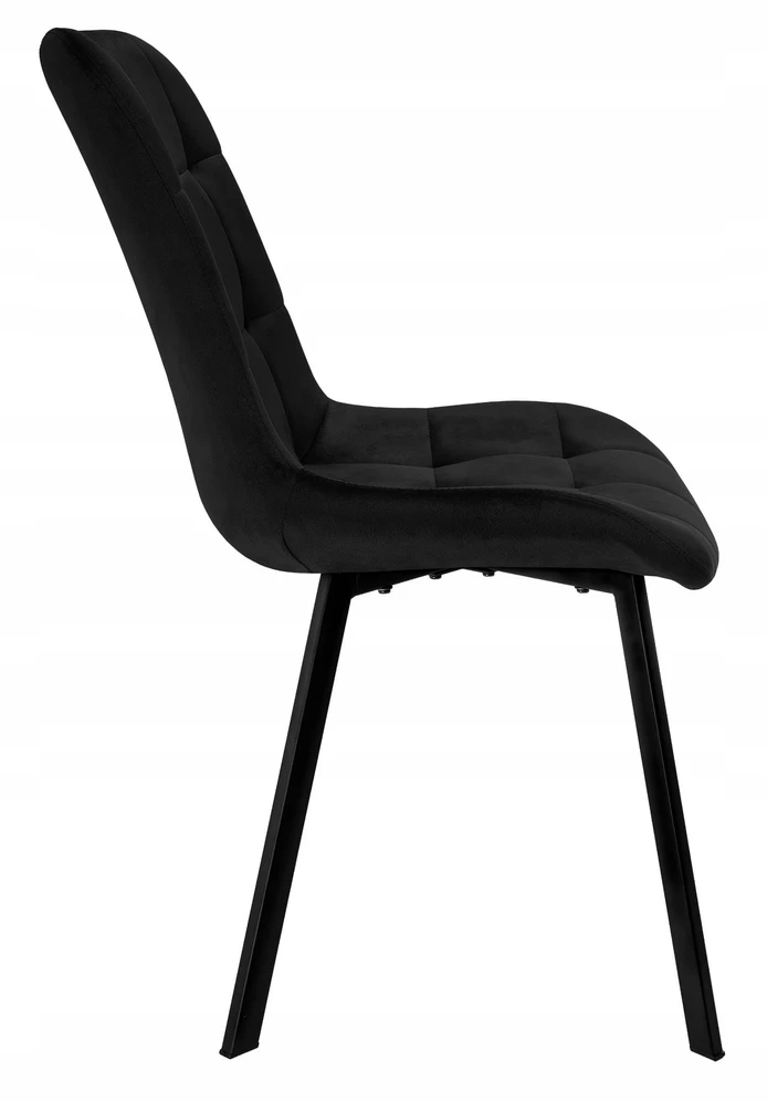 CHILL-ART Minkšta juodo aksomo kėdė valgomajam, moderni, patogi, solidi