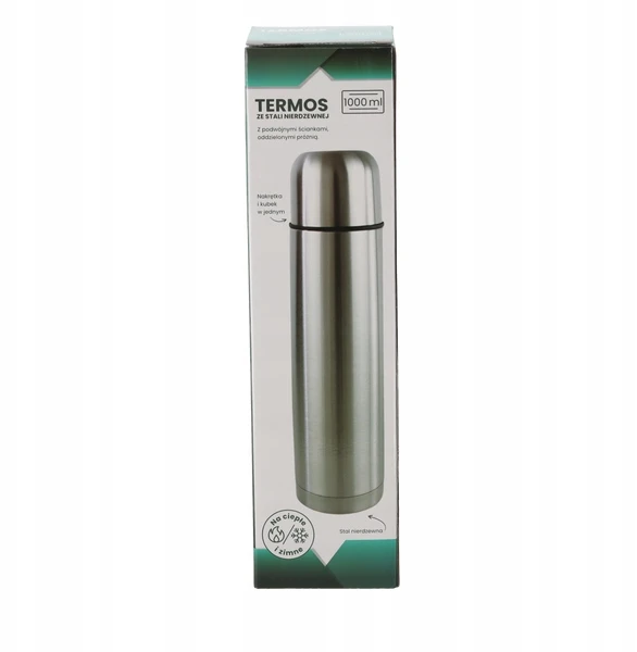 Chomik Gdow 1.0L stainless steel vacuum flask,full item in SS color