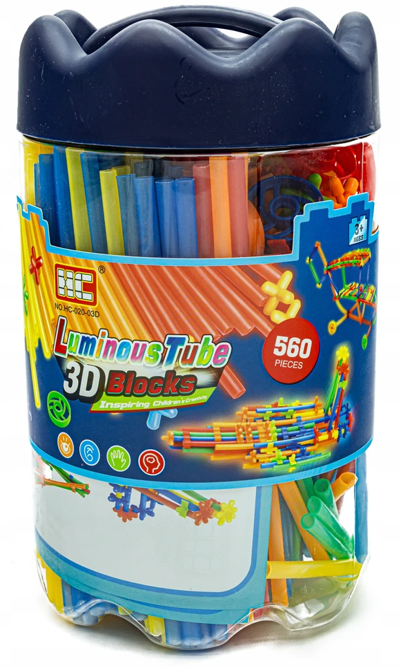ChRLD Šviečiančios konstrukcinės šiaudelės 560 vnt nauja 3D versija