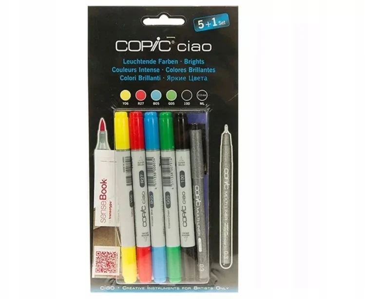 Cia pasižymėjimų rinkinys 5+1 - COPIC - Ryškios spalvos - Šepetėlio ir vidutinio dydžio antgaliai