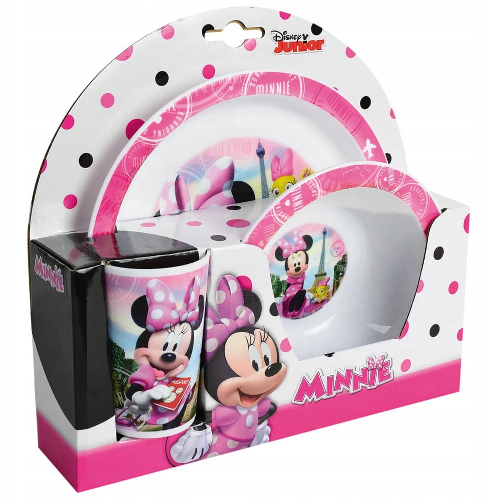 Cijep Vakarienės rinkinys vaikams 3 vnt. - Minnie Mouse puodelis, lėkštė, dubuo