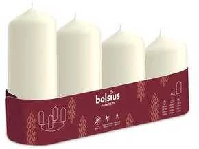 Cilindrinių žvakių rinkinys BOLSIUS, baltos spalvos, 4 vnt
