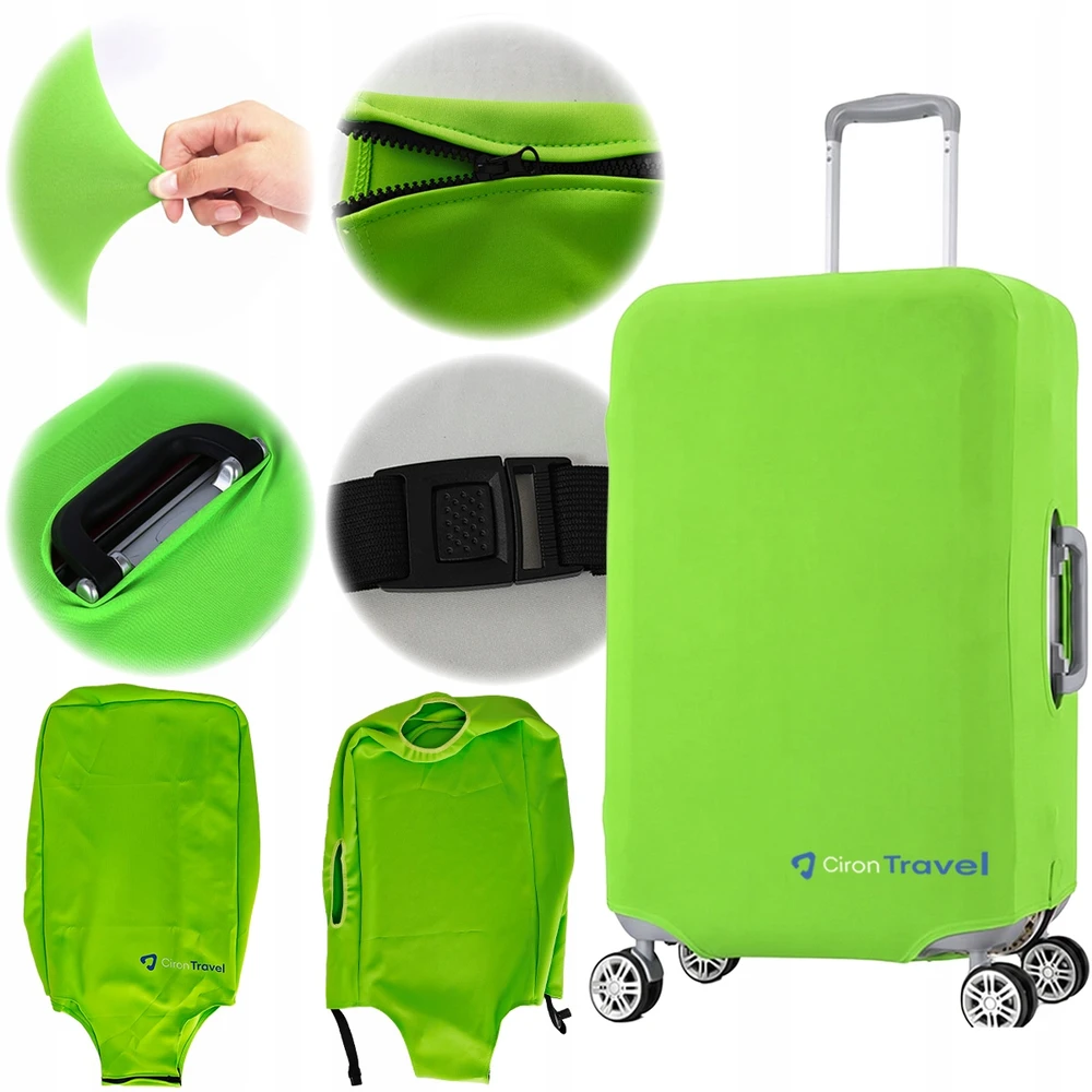 CIRON TRAVEL Apsauginis užvalkalas dideliam lagaminui, L dydis, žalias