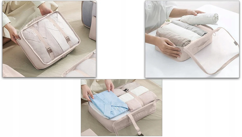 CIRON TRAVEL TRAVEL ORGANIZER RINKINYS kuprinės lagaminui 8 vnt. Smėlio spalvos