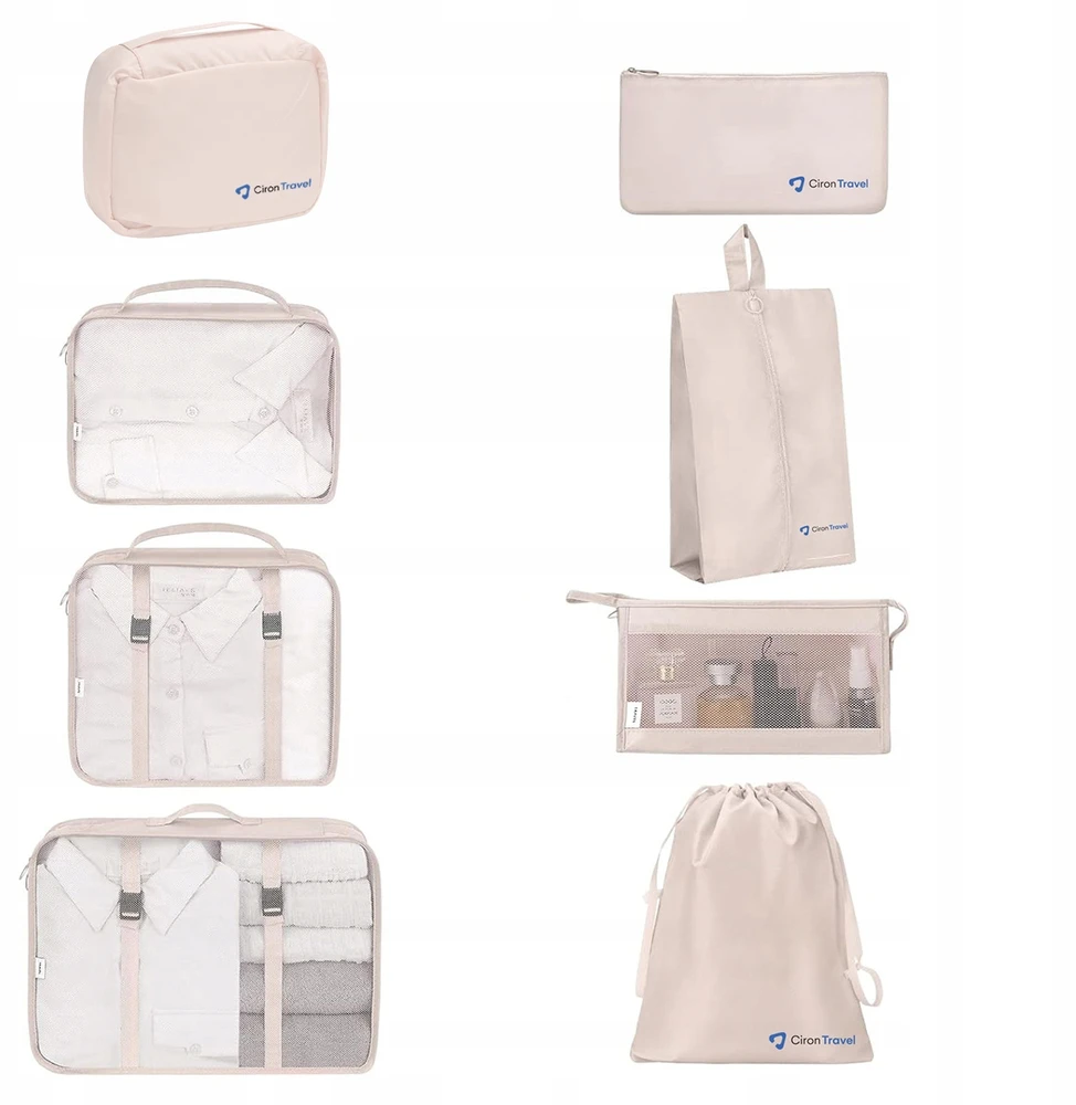 CIRON TRAVEL TRAVEL ORGANIZER RINKINYS kuprinės lagaminui 8 vnt. Smėlio spalvos