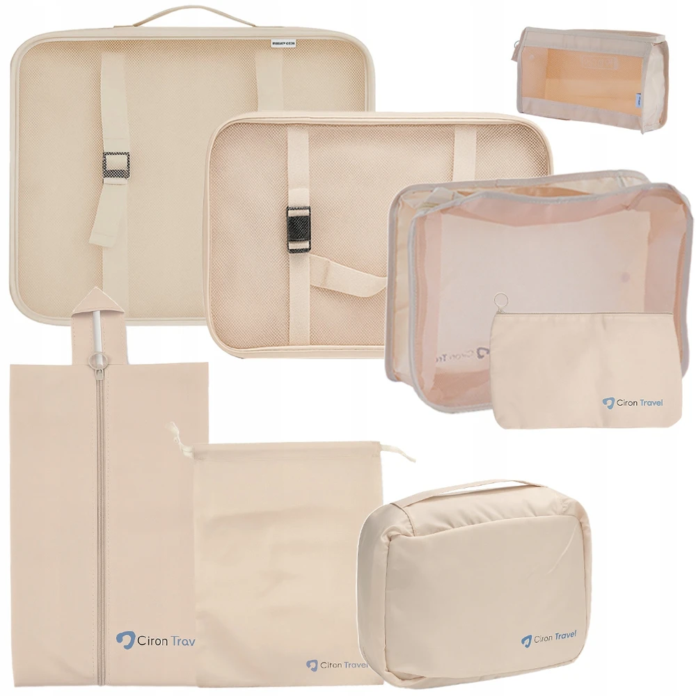 CIRON TRAVEL TRAVEL ORGANIZER RINKINYS kuprinės lagaminui 8 vnt. Smėlio spalvos