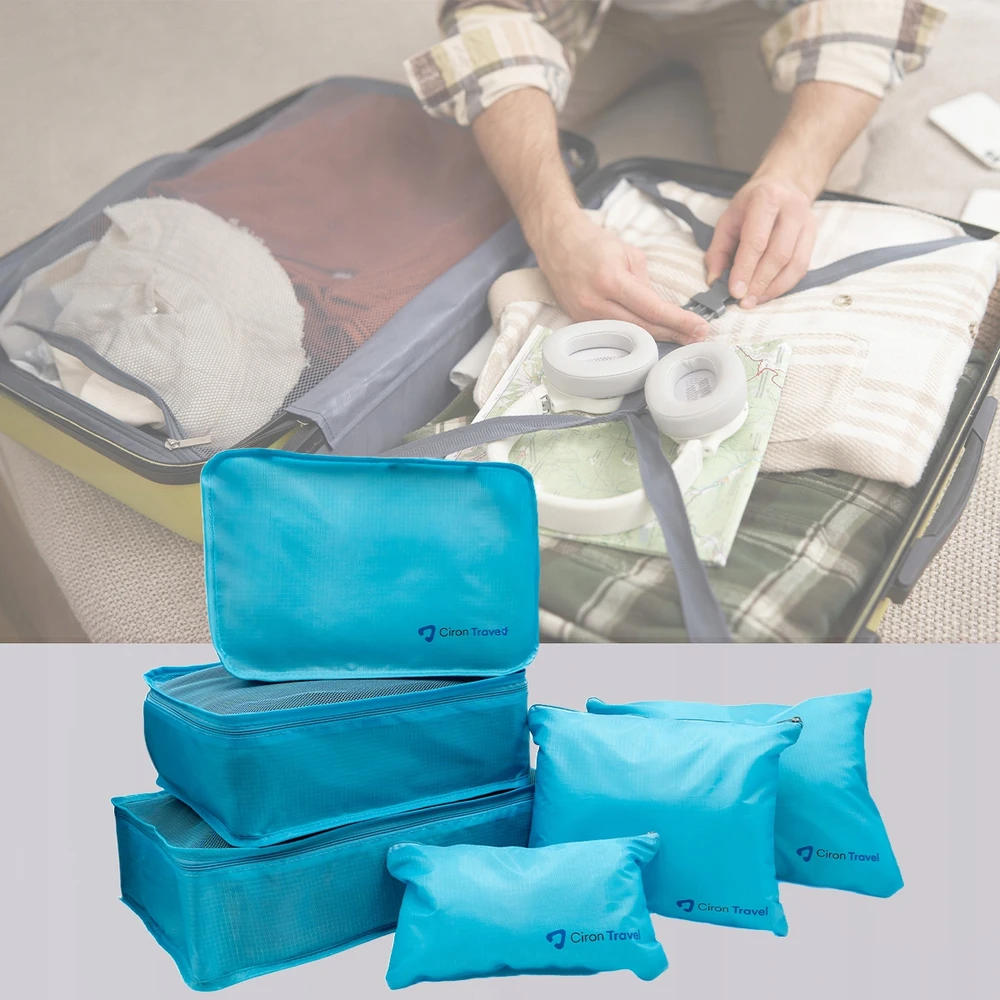 CIRON TRAVEL TRAVEL ORGANIZER SET kuprinės lagaminai 6 vnt. Mėlyna