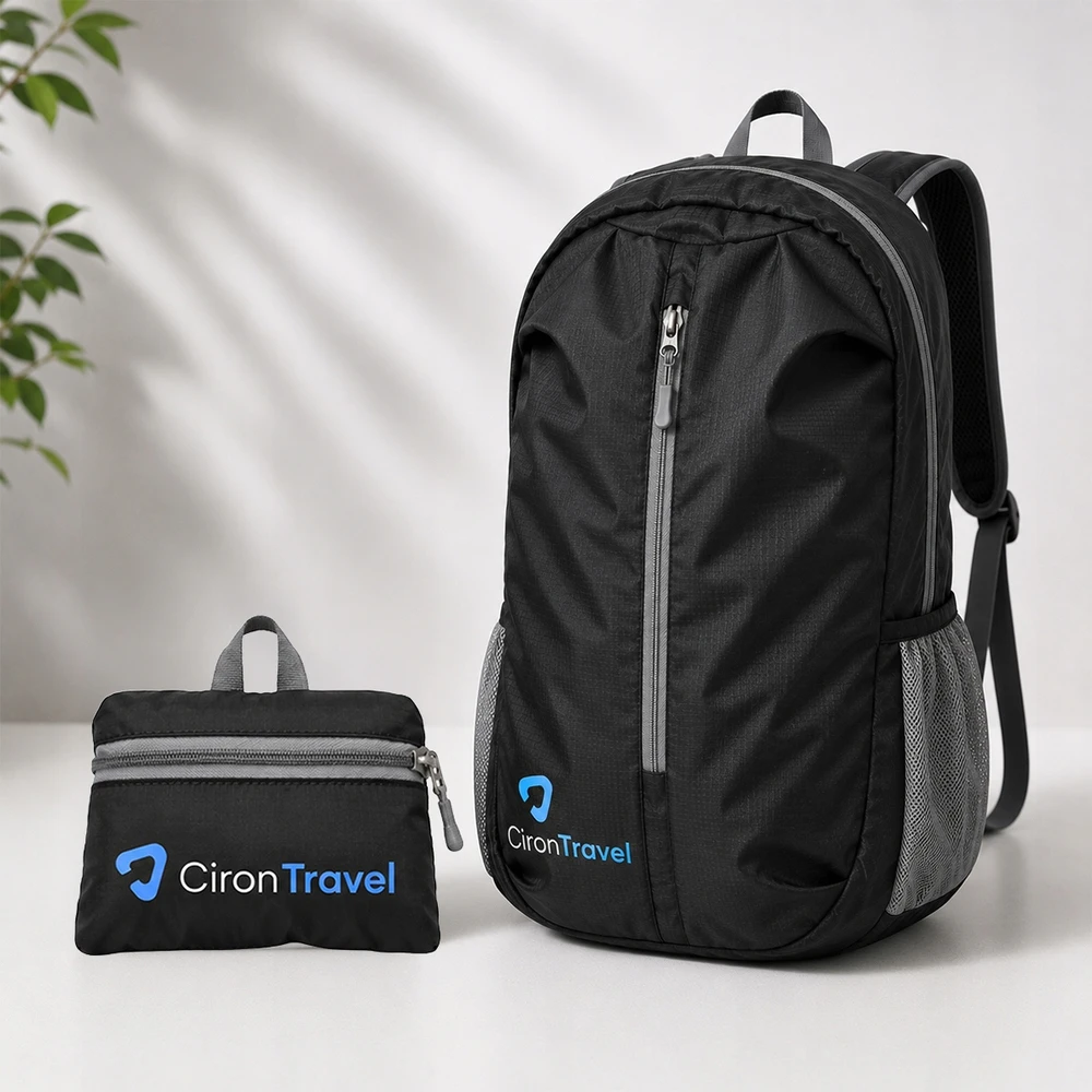 CironTravel sulankstoma turistinė kuprinė lengva kelioninė juoda