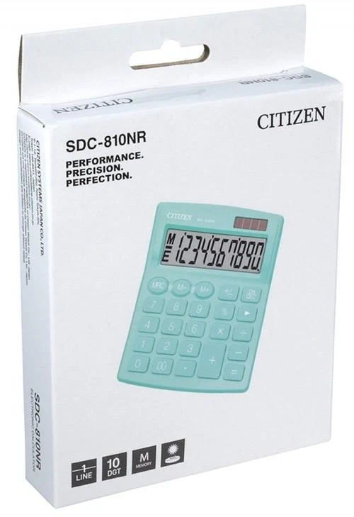 Citizen Sdc-810nr žalias skaičiuoklis