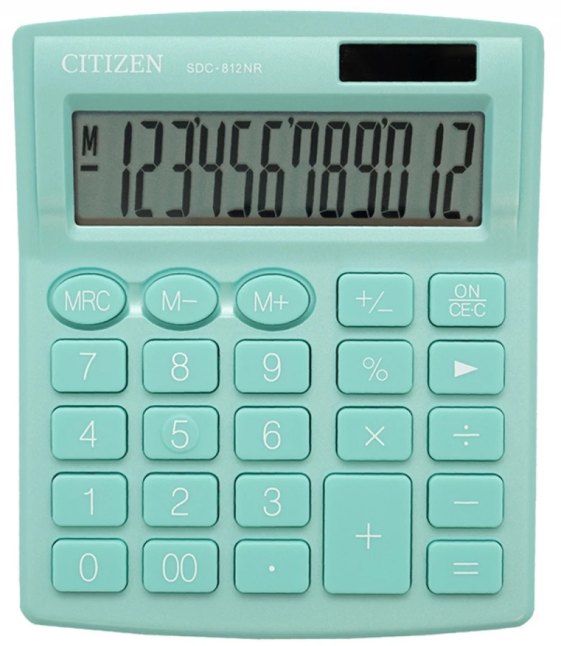 CITIZEN SDC812NRGNE OFFICE CALCULATOR, 12-digit, 127x105mm, žalias