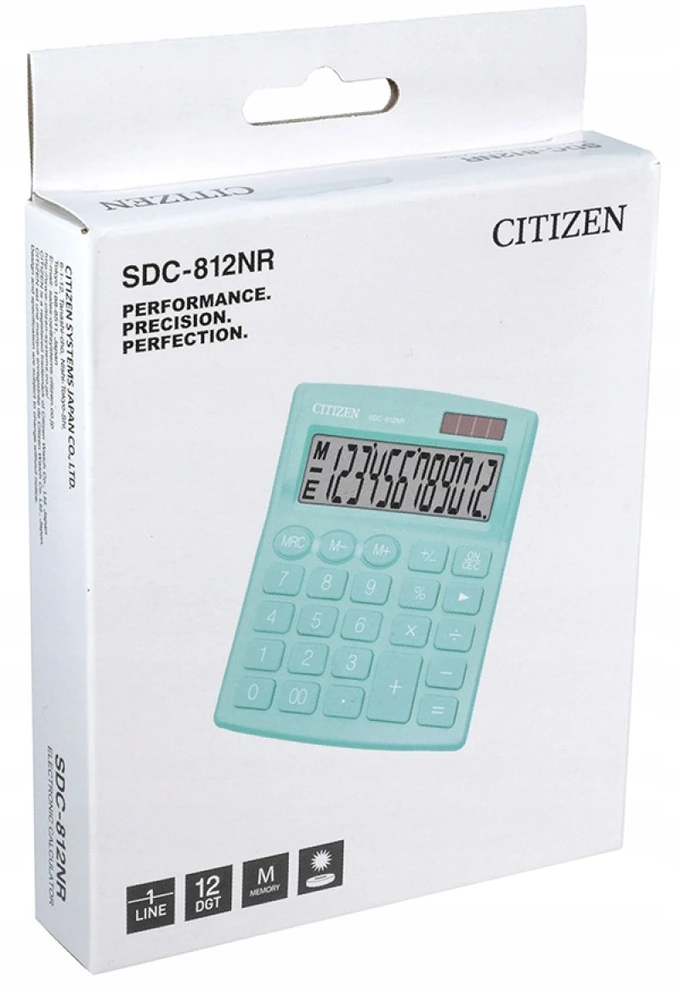 CITIZEN SDC812NRGNE OFFICE CALCULATOR, 12-digit, 127x105mm, žalias