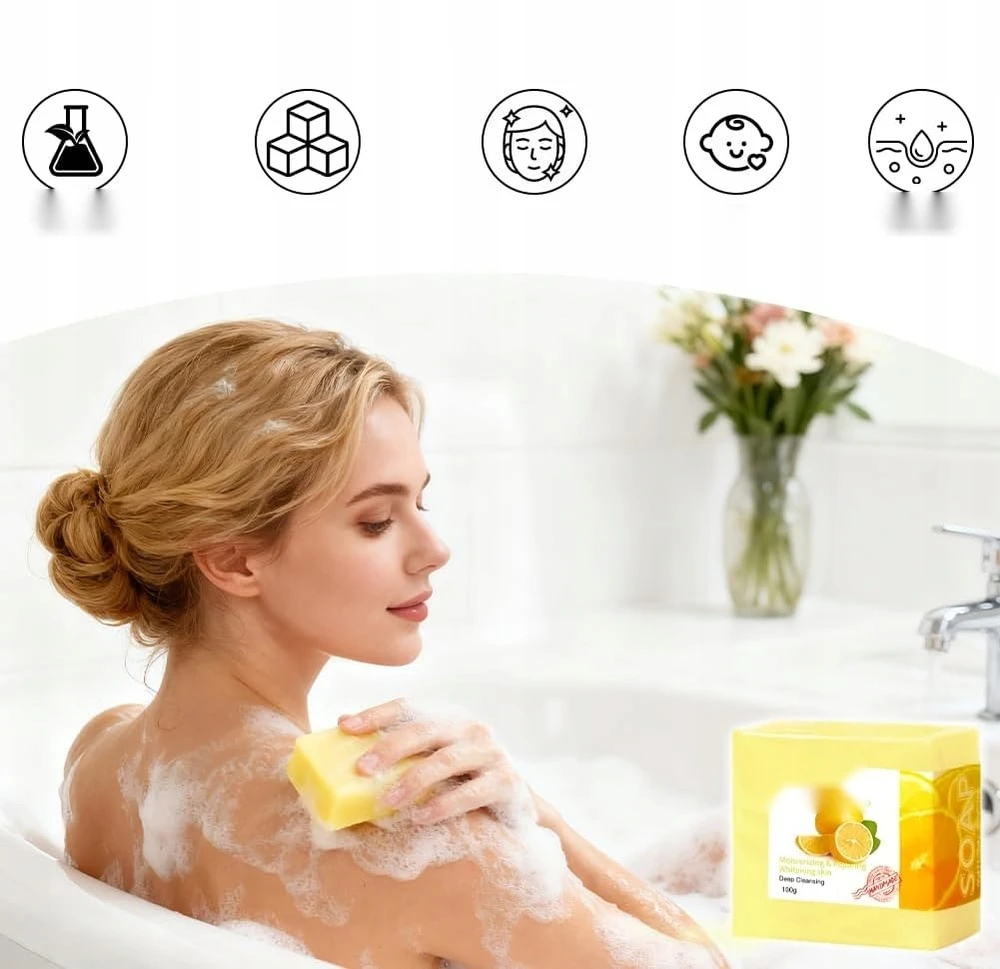 CITRINŲ MUILAS 100 G GILIAI VALOMAS GAIVINANTIS VITAMINAS C
