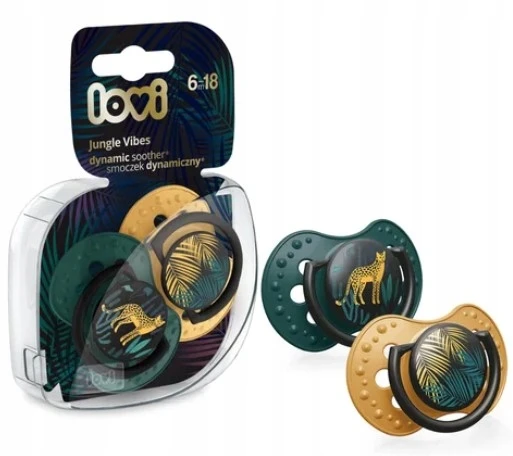 LOVI 22/903 Dinaminis silikoninis čiulptukas 6-18m 2vnt Jungle Vibes Boy