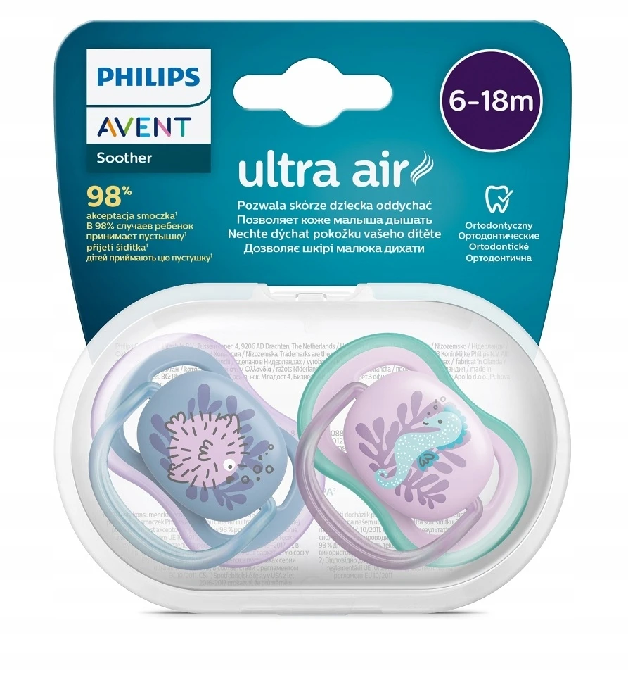Philips AVENT SCF085/61 Žindukas Ultra Air 6-18m jūrų arkliukas/žuvis