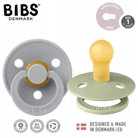 Čiulptukas BIBS Colour Round Sage, Cloud, 6 mėn.