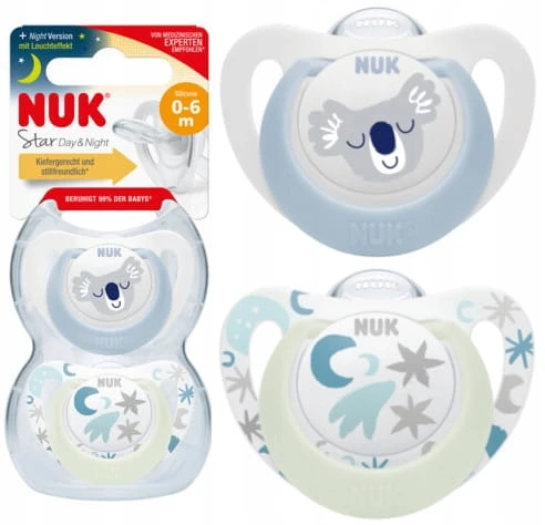 NUK 175283 čiulptukas 0-2m Mėlynas STAR 2vnt.