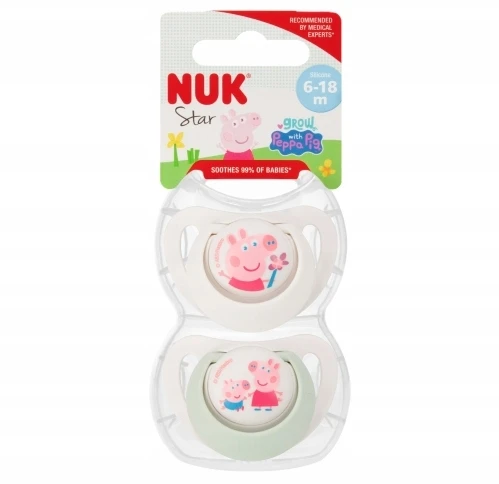 NUK 176335 čiulptukas 6-18m PEPPA silikonas