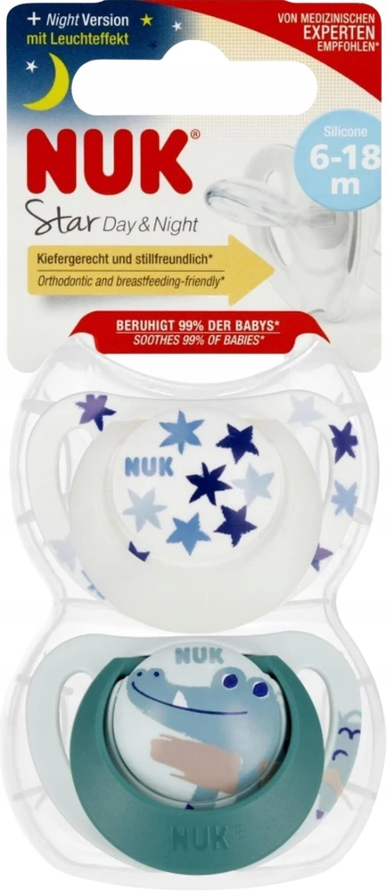 Čiulptukas Nuk Star Day & Night 10176290, 6-18 mėn, 2 vnt.