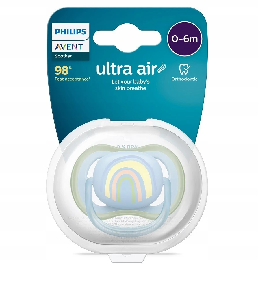 Čiulptukas Philips Avent Ultra Air Deco Rainbow, 0-6 mėn, 1 vnt.
