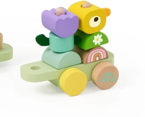 Classic World medinė Montessori Gąsienicos traukinys su 27 detalėmis