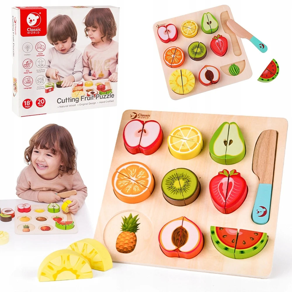 Dėlionė Classic World Vaisių Pjaustymo Rinkinys Montessori 20 vnt.