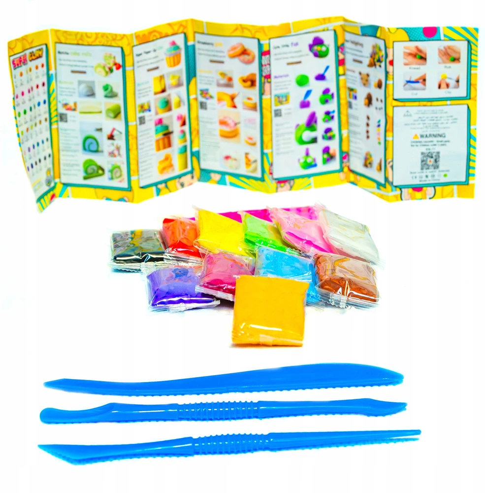 ClayDoll Super Light Clay MAGIC FOAM PLAYSTINE PASTA 12 vnt + PRIEDAI