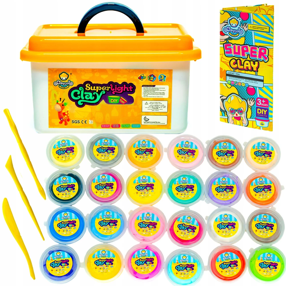 ClayDoll Super Light Clay PUTOLAS 24 vnt. + Lagaminas + Priedai MAGICAL PLASTIC