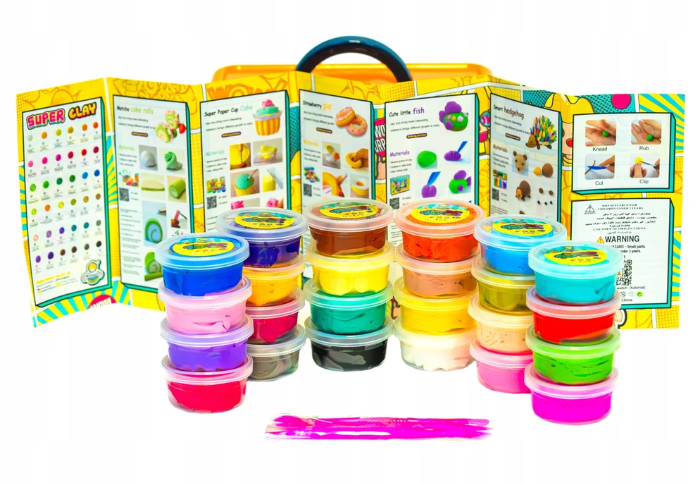 ClayDoll Super Light Clay PUTOLAS 24 vnt. + Lagaminas + Priedai MAGICAL PLASTIC