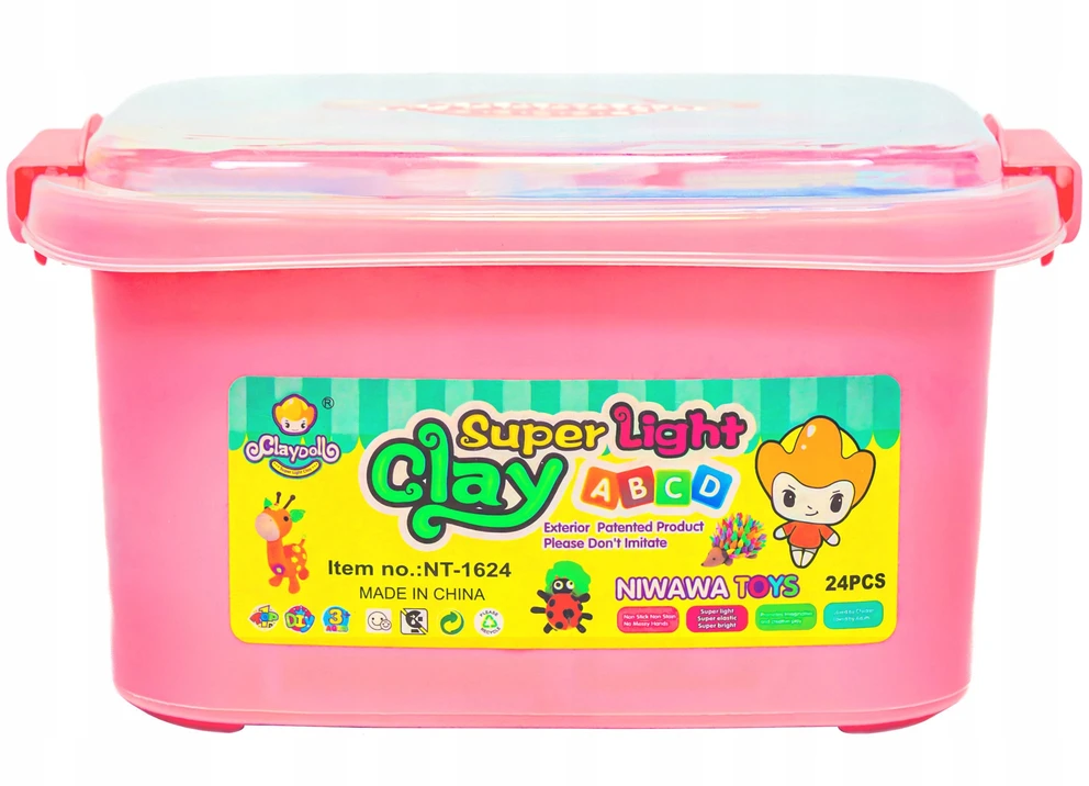 ClayDoll Super Light Clay PUTOLŲ RINKINYS 24 vnt. + PRIEDAI + MAGIC lagaminas PLASTIKOS PASTA