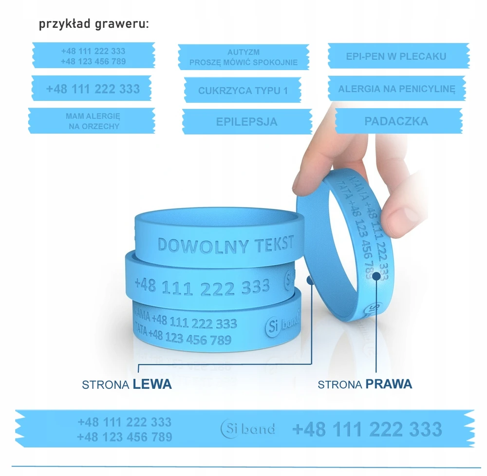 CLEAR ENGRAVING identifikavimo apyrankė vaikui ORIGINAL Siband apyrankė