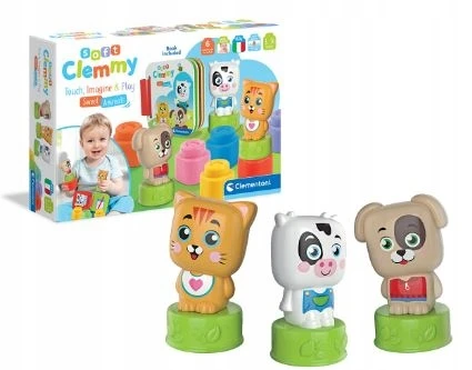 Clementoni kaladėlės Soft Clemmy su knygute "Sweet Animals"