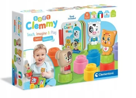 Clementoni kaladėlės Soft Clemmy su knygute "Sweet Animals"