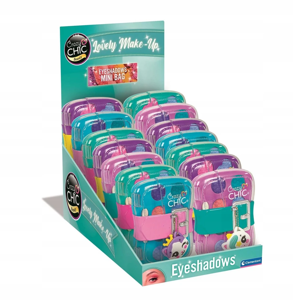 Clementoni CRAZY CHIC MINI COSMETIC BAG spalvingų akių šešėlių rinkinys vaikams nuo 6 metų