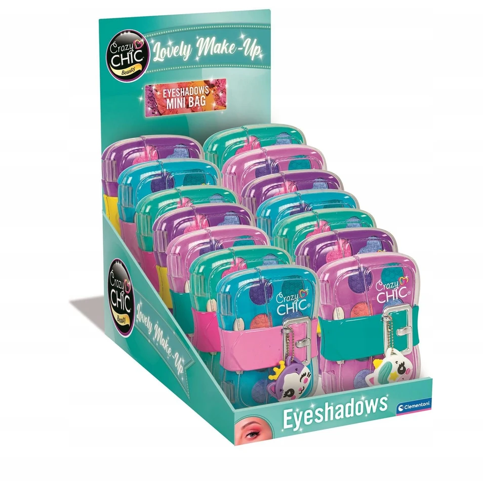Clementoni CRAZY CHIC MINI COSMETIC BAG spalvingų akių šešėlių rinkinys vaikams nuo 6 metų