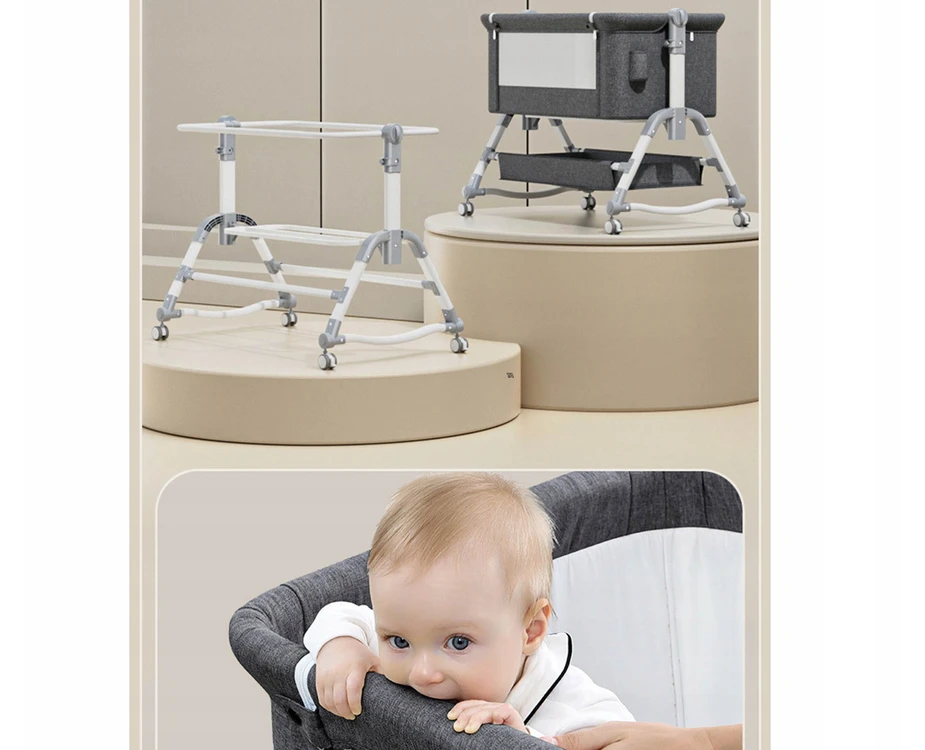 Cleo Art DELUXE ŁÓŻECZKO SKŁADANE Turistinis KOŁYSKA MOSKITIERA KOSZYK RÓŻOWE