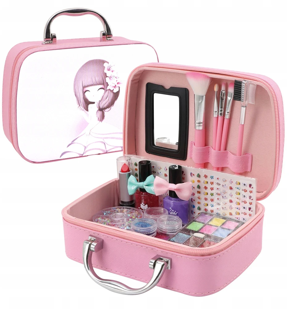 Click4Toys DĖŽUTĖ SU MAKIAŽO KOSMETIKA VAIKAMS IR UV nagų lempa