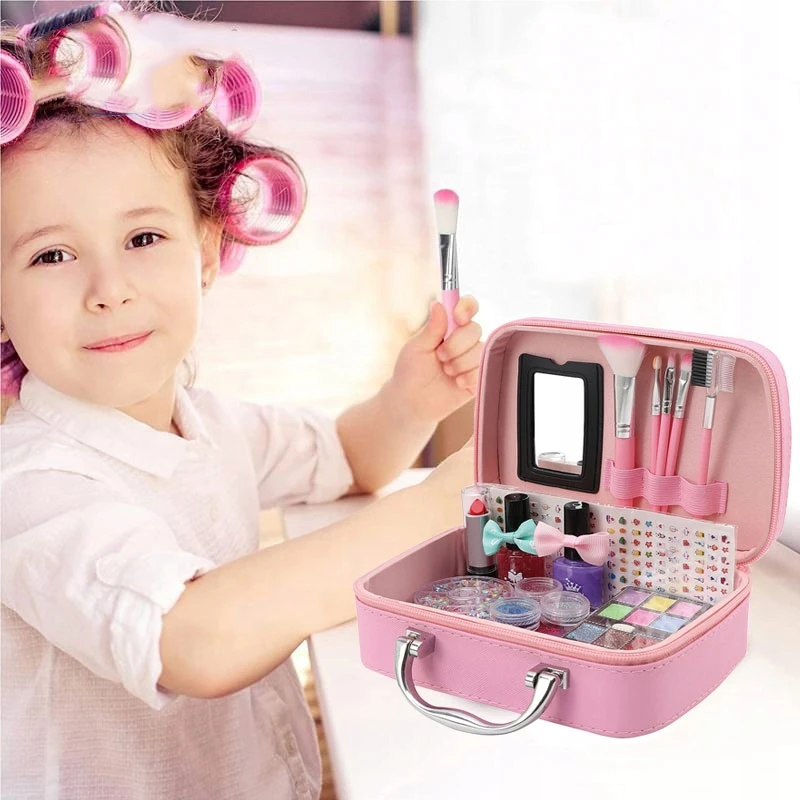 Click4Toys DĖŽUTĖ SU MAKIAŽO KOSMETIKA VAIKAMS IR UV nagų lempa