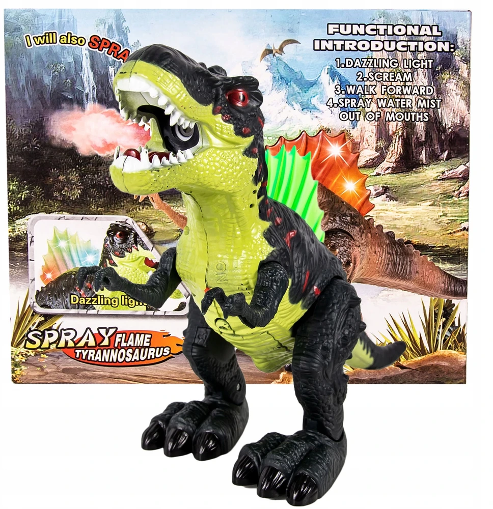 Click4Toys DIDELI T-REX DINOZAURŲ PASIĖJIMAI, RAUJIMAI, ŠVIESOS, KĖPAVIMAS GARAI, VAIKŲ FIGŪRA, 20 CM