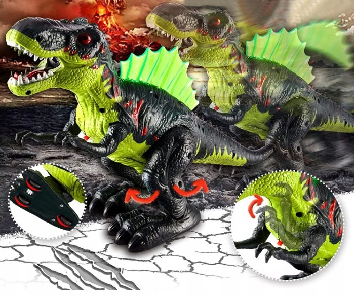 Click4Toys DIDELI T-REX DINOZAURŲ PASIĖJIMAI, RAUJIMAI, ŠVIESOS, KĖPAVIMAS GARAI, VAIKŲ FIGŪRA, 20 CM