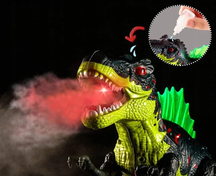 Click4Toys DIDELI T-REX DINOZAURŲ PASIĖJIMAI, RAUJIMAI, ŠVIESOS, KĖPAVIMAS GARAI, VAIKŲ FIGŪRA, 20 CM