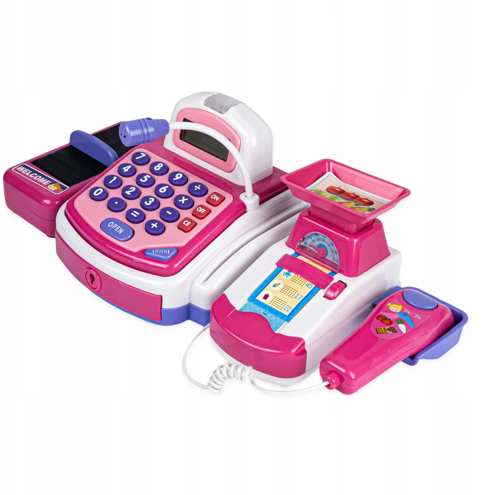 Click4Toys DIDELIS INTERAKTYVI PARDUOTUVĖS KASOS APARATŪRA VAIKAMS + SKAIČIUOKLĖS SVORIO KREPŠELĖ